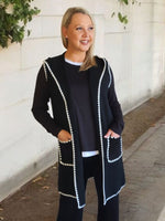 Cosy Contrast Detail Hooded Vest - Black