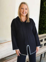 Cosy Hooded Split Front Knit - Black