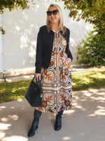 Studio Button Floral Print Dress - Chocolate Multi