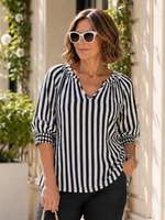 Harlequin Stripe Print Tunic - Black/White