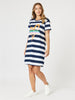 Heart Stripe Print Dress - Orange threadz