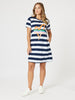 Heart Stripe Print Dress - Orange threadz