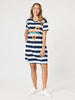 Heart Stripe Print Dress - Orange threadz