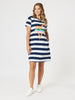 Heart Stripe Print Dress - Orange threadz