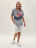 Red Bow Stripe Print Tee - Navy/White THREADZ
