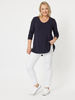 Distressed Pull On Jean - White