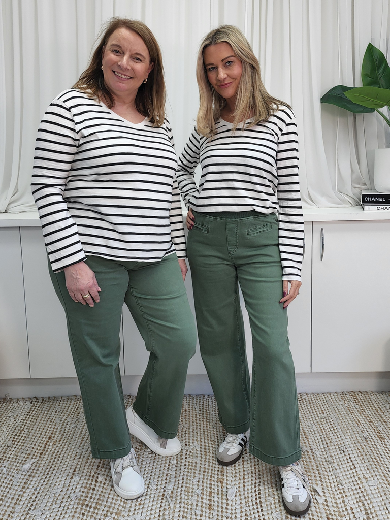 Maddy Low Waist Striped Wide Leg Pants