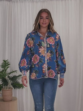 Vintage Rose Floral Print Shirt - Multi