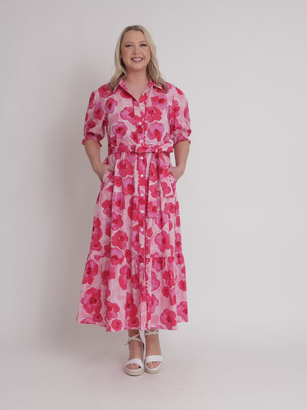 Pink Poppy Midi Dress