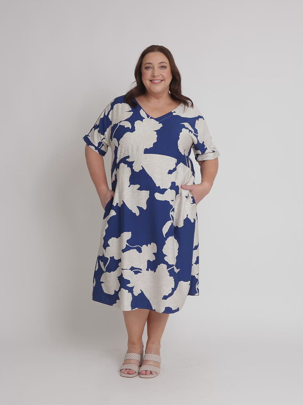Barcelona Print Dress - Blue / Natural