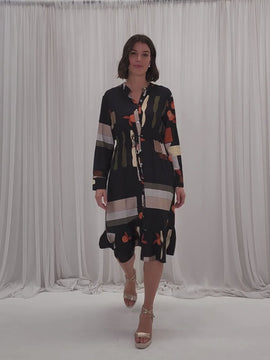 Galleria Button Dress - Black Multi