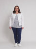 Collarless Denim Jacket - White