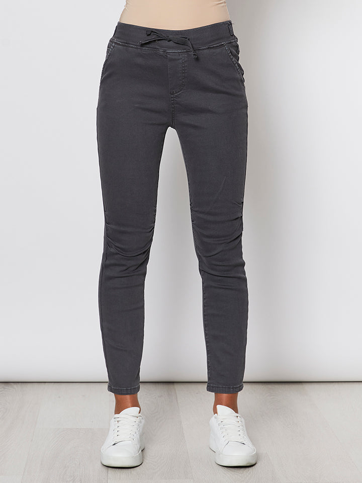 Tie Front Jogger Jean - Charcoal