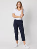 Zara Stretch Cropped Pull On Pant - Navy